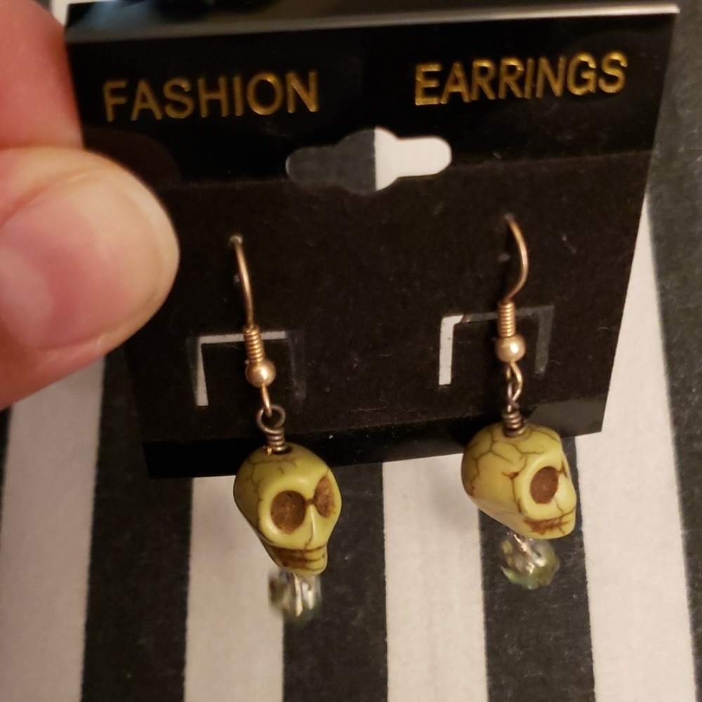 Green Skull Earrings